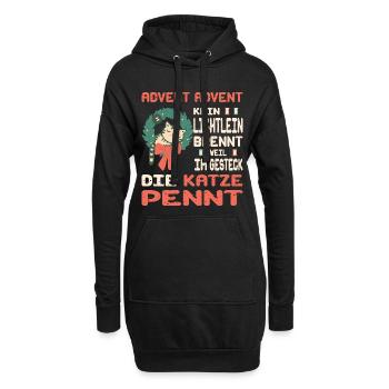 Temps de l’Avent avec chat - Sweat-shirt à capuche long Femme - noir - Devant