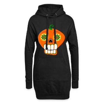 Halloween citrouille crâne enfants dessin animé dents spectacle - Sweat-shirt à capuche long Femme - noir - Devant