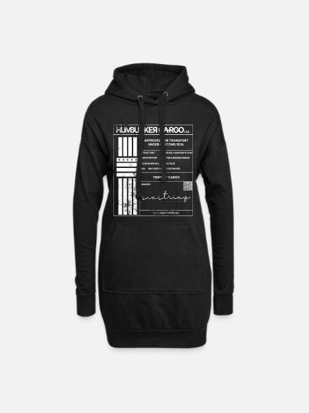 Shipping Label, weiß - Hoodie-Kleid - Schwarz
