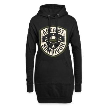 Lustiges Area 51 Überlebendes Alien UFO - Hoodie-Kleid - Schwarz - Vorne