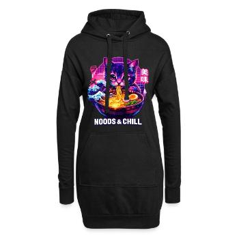 Ramen Nouilles, Amoureux des Chats, Kats Kawaii Rétro - Sweat-shirt à capuche long Femme - noir - Devant
