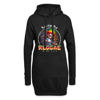 Dessin animé Reggae Vibes Rastafari - Sweat-shirt à capuche long Femme - noir - Devant