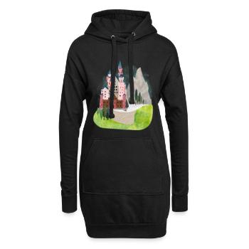 Schloss Neuschwanstein vintage Bilderbuch Bayern - Hoodie-Kleid - Schwarz - Vorne