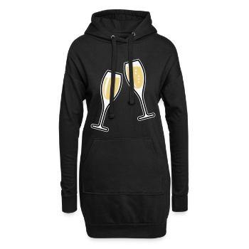 2 Sektgläser (Sekt / Oval / Zu / 3C) - Hoodie-Kleid - Schwarz - Vorne