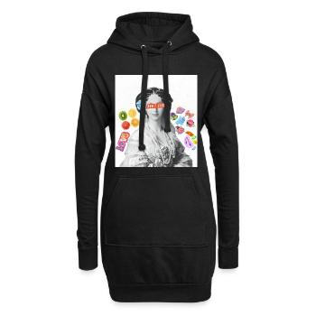 Don’t Care Vintage Collage Outfit - Hoodie-Kleid - Schwarz - Vorne