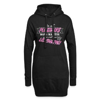 On est plusieurs dans ma tête mais c'est moi la... - Sweat-shirt à capuche long Femme - noir - Devant