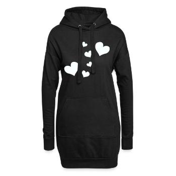 herzen muster herz symbole - Hoodie-Kleid - Schwarz - Vorne