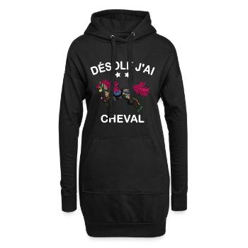 Désolé j'ai cheval équitation - Sweat-shirt à capuche long Femme - noir - Devant
