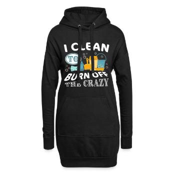 Je nettoie pour brûler le Crazy - Nettoyage - Sweat-shirt à capuche long Femme - noir - Devant