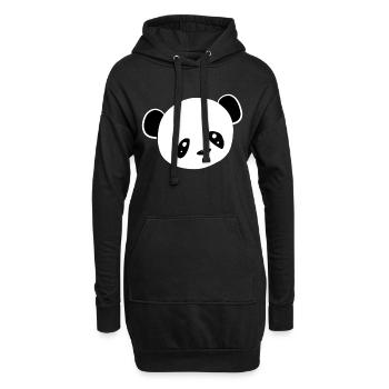 Symbol Panda Tier Kopf - Hoodie-Kleid - Schwarz - Vorne
