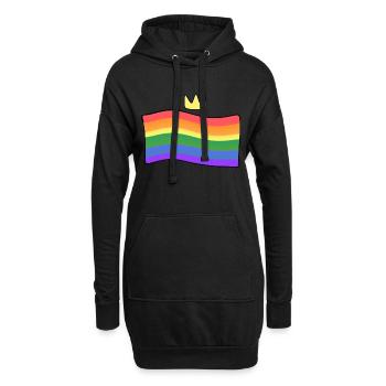 lgbt flagge regenbogen krone liebe - Hoodie-Kleid - Schwarz - Vorne