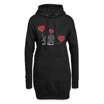 elefant luftballon herz tier symbol - Hoodie-Kleid - Schwarz - Vorne