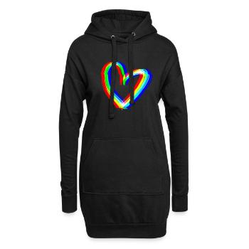 effet cœur 3D symbole amour - Sweat-shirt à capuche long Femme - noir - Devant