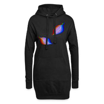 effet feuille 3D - Sweat-shirt à capuche long Femme - noir - Devant