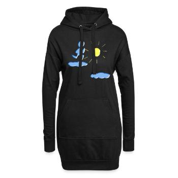 courir sur les nuages soleil ciel coureurs de sport - Sweat-shirt à capuche long Femme - noir - Devant