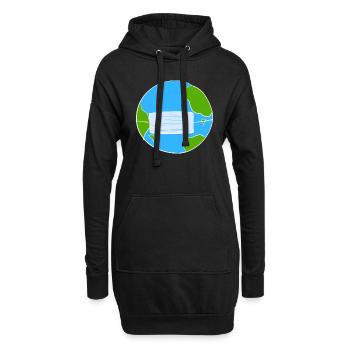 masque planète terre protection corona - Sweat-shirt à capuche long Femme - noir - Devant