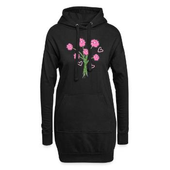 cœurs de fleurs de plantes à bouquet rose - Sweat-shirt à capuche long Femme - noir - Devant