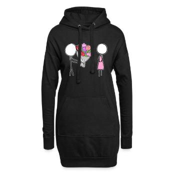 Les fleurs romantiques de la Saint-Valentin donnent au couple li - Sweat-shirt à capuche long Femme - noir - Devant
