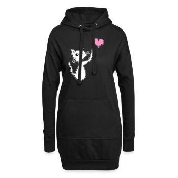 katze haustier symbol herz liebe - Hoodie-Kleid - Schwarz - Vorne