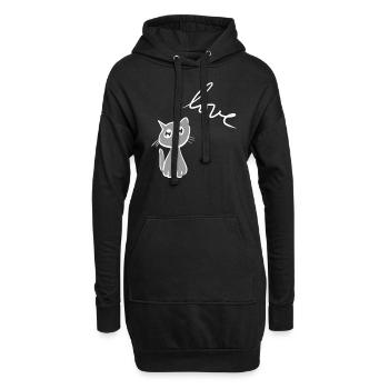 Katzen liebe Tiere süß Haustier klein - Hoodie-Kleid - Schwarz - Vorne