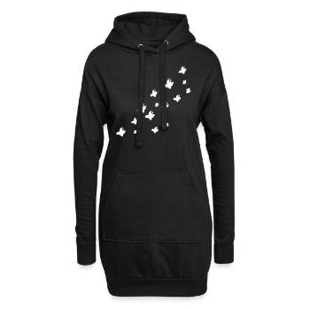 symboles papillons abeilles nature volant - Sweat-shirt à capuche long Femme - noir - Devant