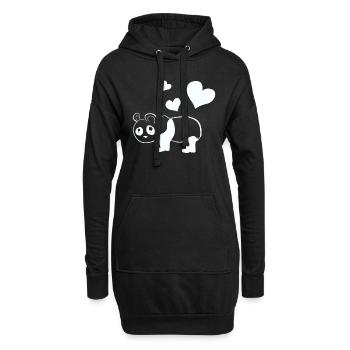 Panda Bär tier Herzen - Hoodie-Kleid - Schwarz - Vorne