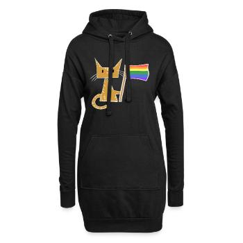 Katze Lgbt Flagge Tier Liebe - Hoodie-Kleid - Schwarz - Vorne