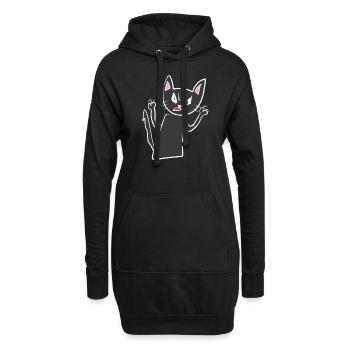 Symbole de chat animal gris rage en colère - Sweat-shirt à capuche long Femme - noir - Devant