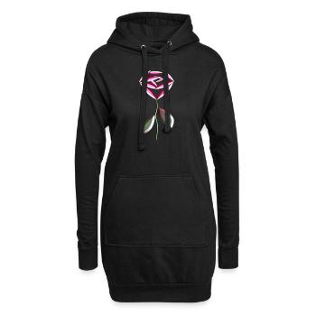 symbole de fleur de rose rose - Sweat-shirt à capuche long Femme - noir - Devant