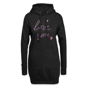 liebe dich herz pink - Hoodie-Kleid - Schwarz - Vorne