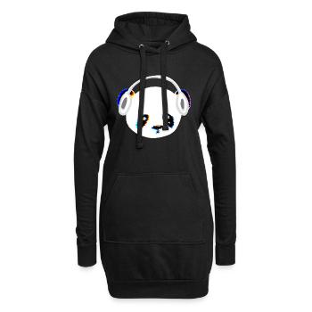 Panda Kopfhörer Musik Kopf Tier - Hoodie-Kleid - Schwarz - Vorne