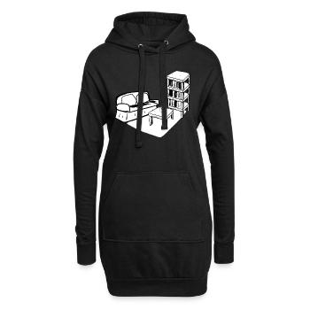 Wohnen Symbol Tisch Sofa Wohnzimmer regal - Hoodie-Kleid - Schwarz - Vorne