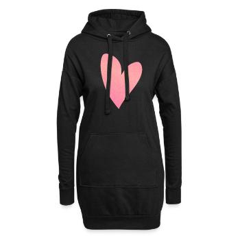 herz rosa glitzer symbol liebe form - Hoodie-Kleid - Schwarz - Vorne