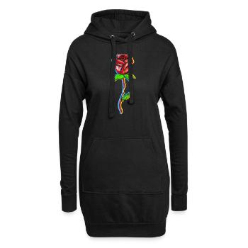 Symbole fleur en forme de plante effet rouge - Sweat-shirt à capuche long Femme - noir - Devant