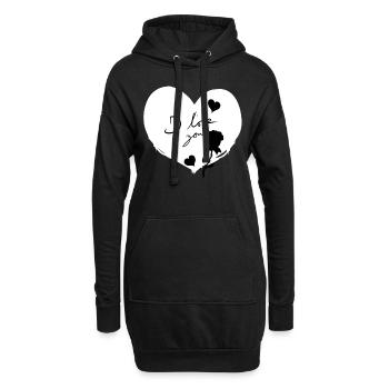 Coeur je t’aime fleurs Symbole de la Saint-Valentin - Sweat-shirt à capuche long Femme - noir - Devant