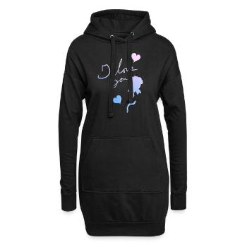 ich liebe dich rose blume herzen - Hoodie-Kleid - Schwarz - Vorne