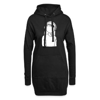 Dessin animé fille casque anime - Sweat-shirt à capuche long Femme - noir - Devant