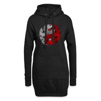 Drache Yin Yang - Hoodie-Kleid - Schwarz - Vorne
