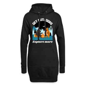 Gehen Sie nach draußen, entdecken Sie mehr - Hoodie-Kleid - Schwarz - Vorne