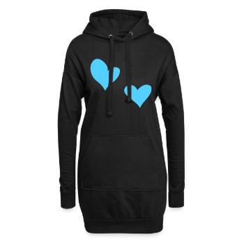 zwei Herzen Herz Symbol Liebe blau - Hoodie-Kleid - Schwarz - Vorne