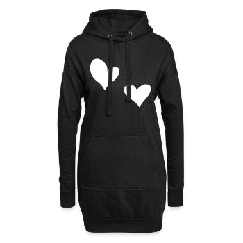 zwei Herzen Herz Symbol Liebe - Hoodie-Kleid - Schwarz - Vorne
