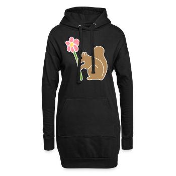Eichhhörnchen Tiere Tier Symbol Blume - Hoodie-Kleid - Schwarz - Vorne