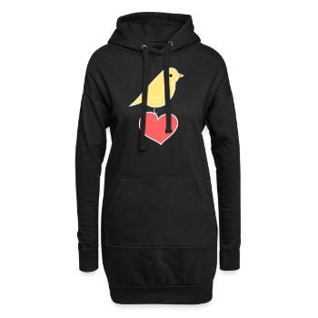 Vogel Tier Herz Liebe Tierliebe - Hoodie-Kleid - Schwarz - Vorne