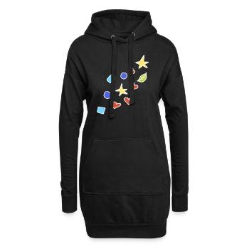 Formen symbole bunt herz stern kreis quadrat blatt - Hoodie-Kleid - Schwarz - Vorne
