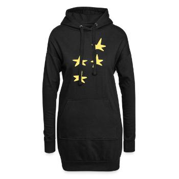 vier gelbe sterne stern symbol form - Hoodie-Kleid - Schwarz - Vorne