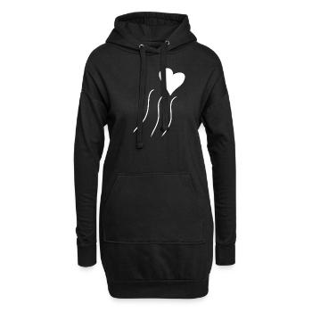 linien linie herz form liebe symbol - Hoodie-Kleid - Schwarz - Vorne
