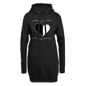 Symbole du coeur en deux parties Lignes d’amour - Sweat-shirt à capuche long Femme - noir - Devant