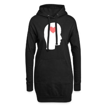Profil de la tête Personnes Côté Symbole Coeur - Sweat-shirt à capuche long Femme - noir - Devant