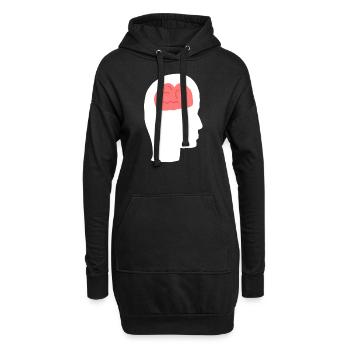 Profil de la tête Humain Côté Cerveau - Sweat-shirt à capuche long Femme - noir - Devant