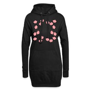 blumen blüte pflanze rosa rahmen form - Hoodie-Kleid - Schwarz - Vorne